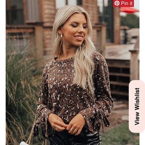 Impressions Boutique Brown Leopard Shift Top • Large